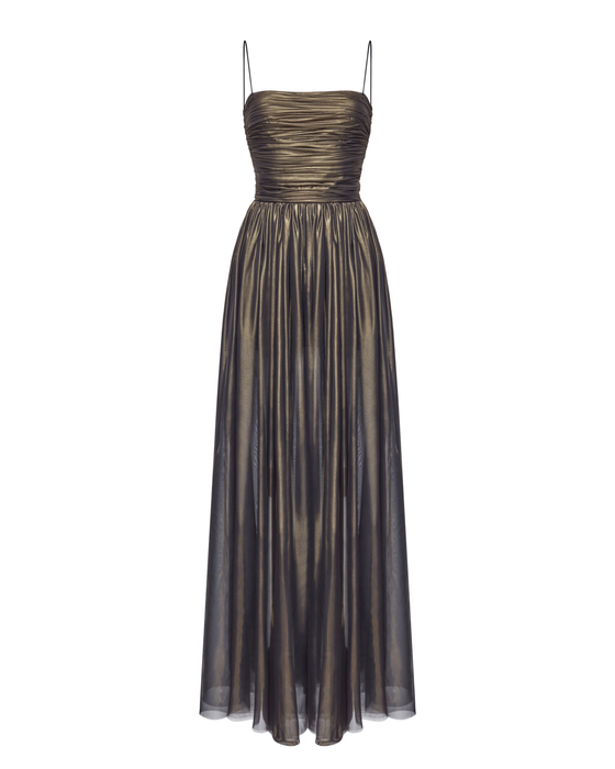 Платье макси из шифона драпированное