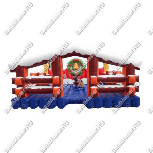 Надувной аттракцион Родео, олень+батут, "Рождественский", 5*5*3 м