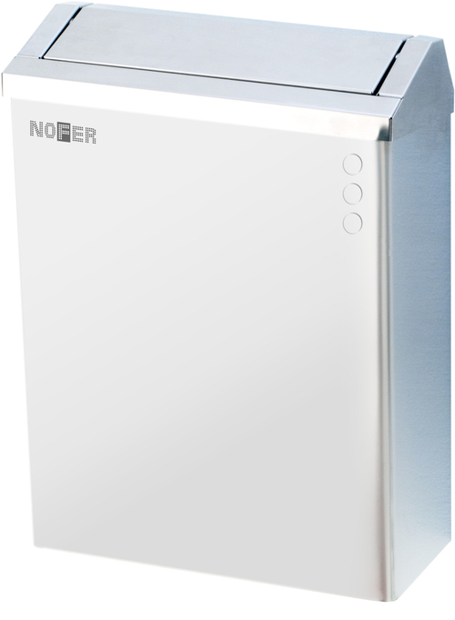 Контейнер для мусора настенный с крышкой push-open 23 л. нерж сталь NOFER 14078.W белый