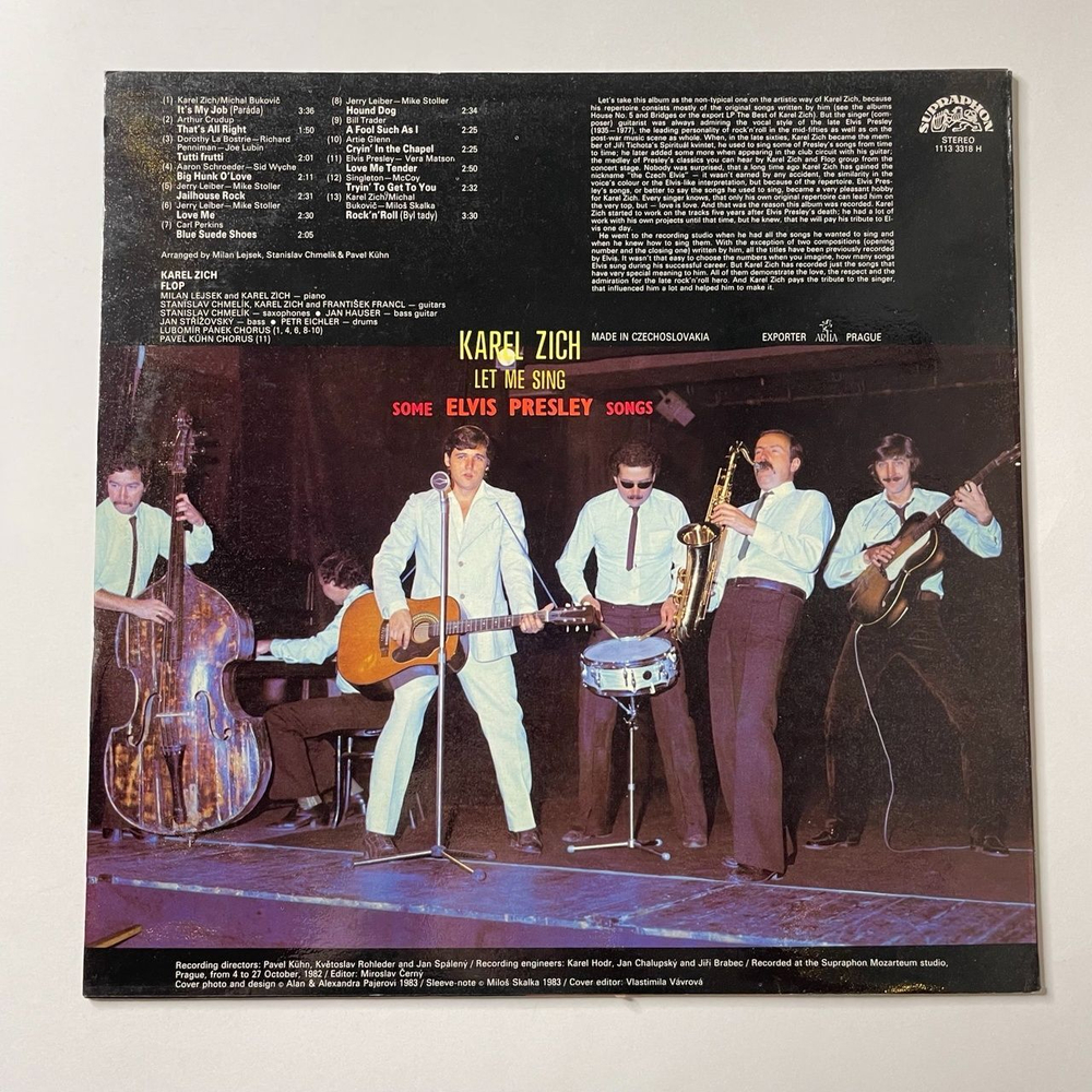 Винтажная виниловая пластинка LP Karel Zich Let Me Sing Some Elvis Presley Songs (Чехословакия 1983)