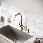 Смеситель для кухни Sancos Taper с краном для фильтра, брашированное золото, SC4012BG