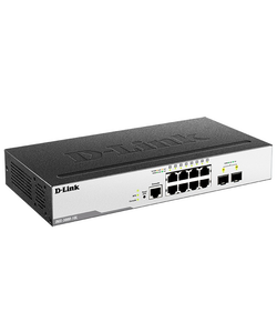 D-Link Managed L2 Switch 8x1000Base-T, 2x1000Base-X SFP, Surge 6KV, CLI, RJ45 Console, RPS, Dying Gasp