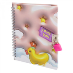 Блокнот 13,0 см * 18,0 см , гребень, Alingar, ламинация, эффект 3D, замочек, 45 л., дизайнерский блок, линия, "Уточка"
