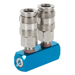 WDK-82ML Распределитель пневматический, 2 быстроразъемных EU соединения резьба, 3 входа с резьбой 1/