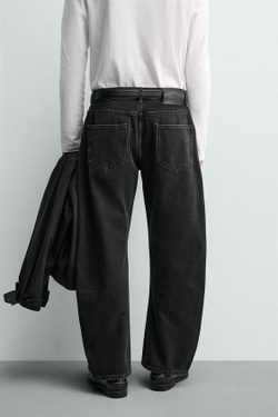 ZARA ДЖИНСЫ RELAXED BARREL FIT, УГОЛЬНЫЙ