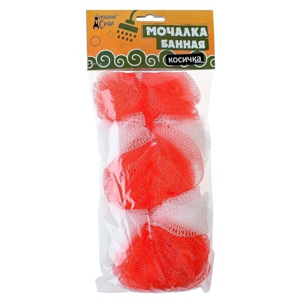 Мочалка банная КОСИЧКА &quot;Домашний Сундук&quot; ДС-144