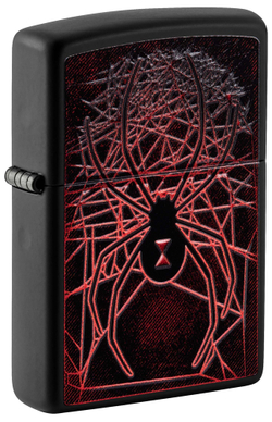 Зажигалка Zippo Spider Design с покрытием Black Matte, латунь/сталь, чёрная, матовая, 38x13x57 мм
