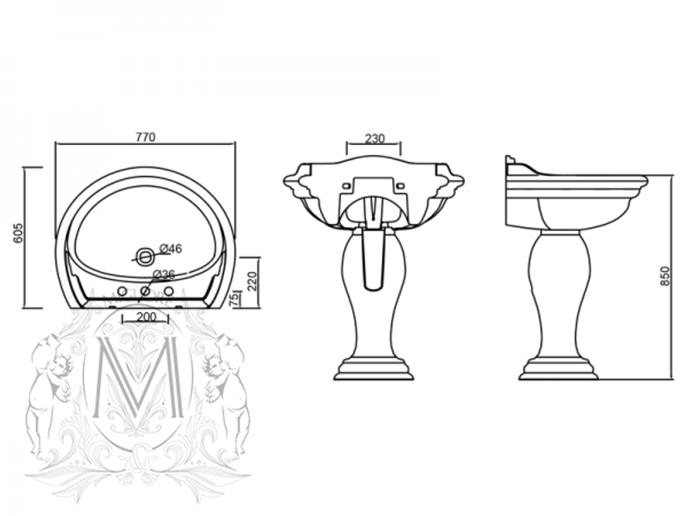 Раковина Migliore Milady ML.MLD-25.773 схема
