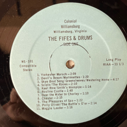 Винтажная виниловая пластинка LP The Fifes and Drums Of Williamsburg (США 1975)
