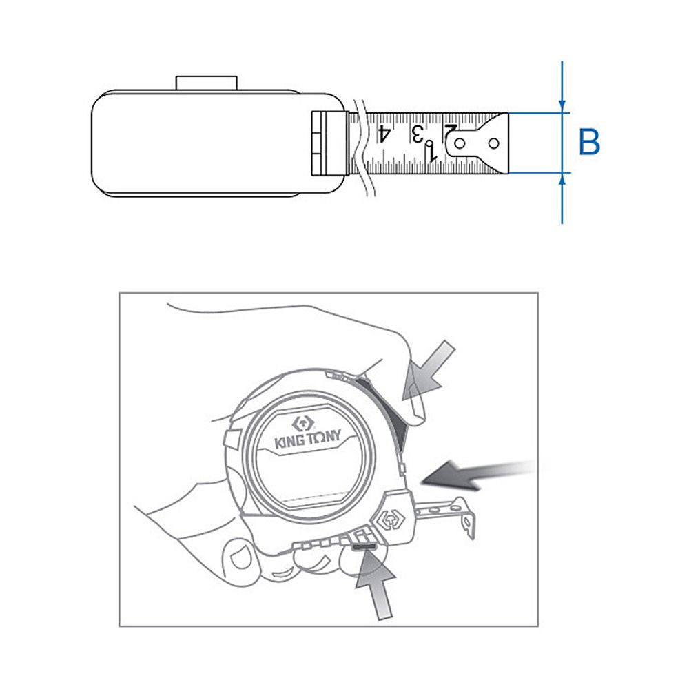 KING TONY (79094-03M) Рулетка измерительная 3 м, магнитный крюк
