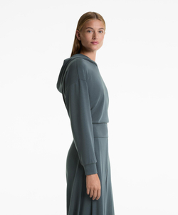 Oysho Укороченная толстовка с капюшоном, антрацитовый/голубой