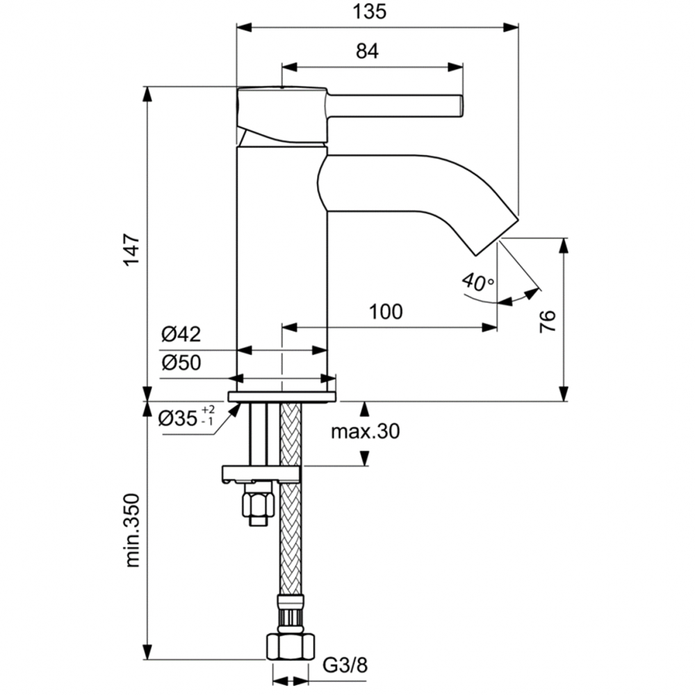 Смеситель Ideal Standard CERALINE BC268AA для умывальника