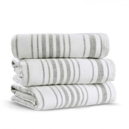 Банная простыня 100x180 L'appartement Stripe Gauze white/warm grey белый/дым