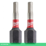 Бита Milwaukee Shockwave Hex3 25 мм 2шт (4932430894)