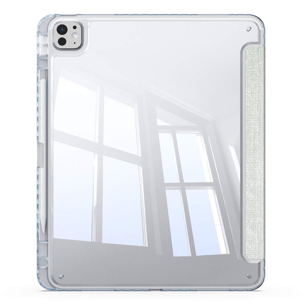 Чехол книжка зеленого цвета от Dux Ducis для Apple iPad Pro 13 с 2024 года, серия Unid Series Case, с держателем Apple Pencil и функцией автоматического перехода в спящий режим