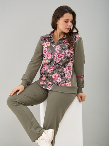 Костюм с брюками КБ-384/хаки-пионы