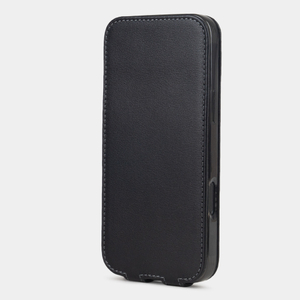Кожаный чехол для iPhone 16 Pro, теленок черного цвета