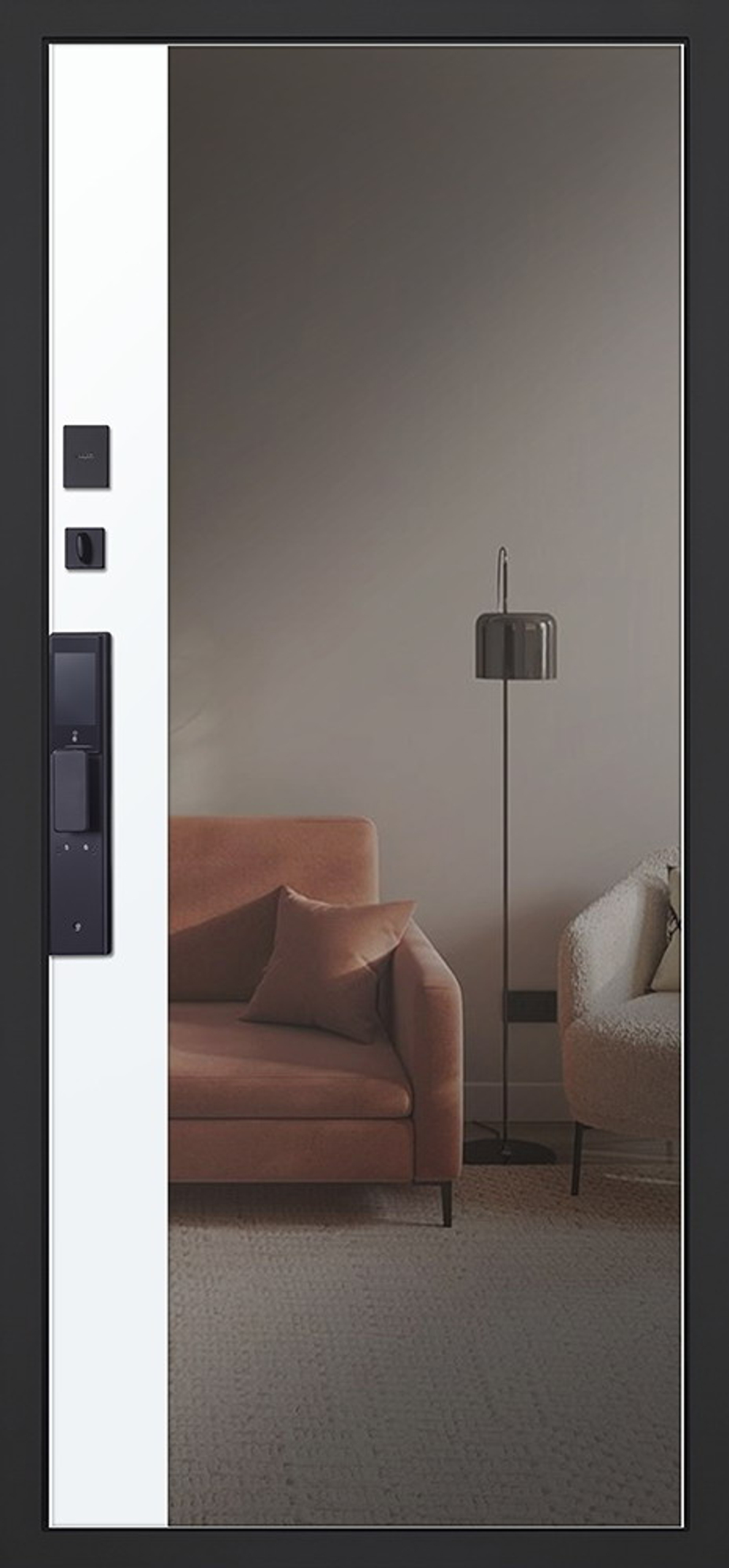 Стальная дверь "Бастион" с зеркалом (биометрический замок)