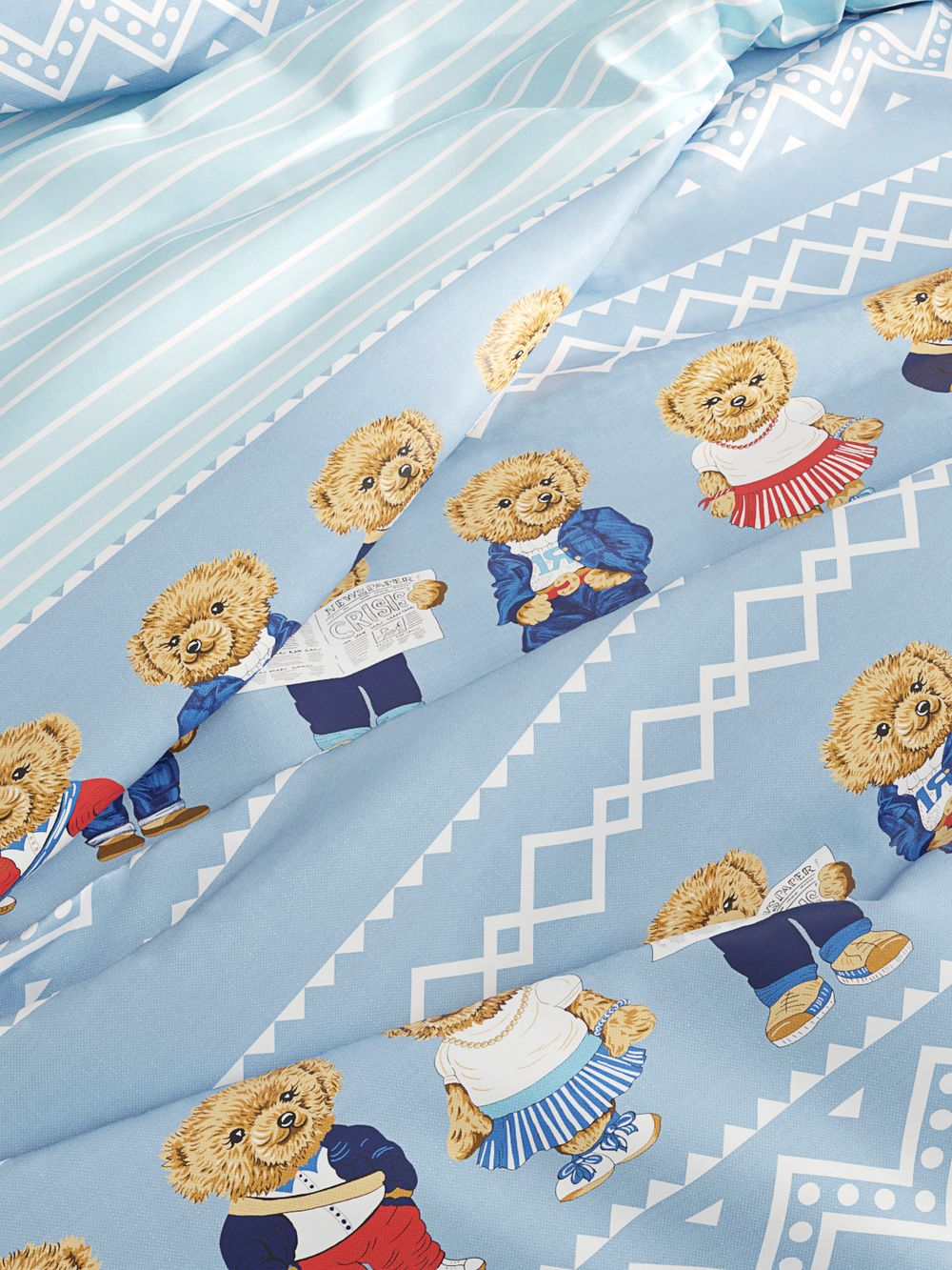 Постельное белье Сказка "Мишки/Лагуна" 1,5-сп Наволочка 50х70 см 1 шт Простынь 150х215 см Пододеяльник 145х215 см, перкаль