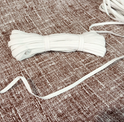 Тесьма плетеная эластичная (продежка) 3 гр/м, эластичность 145%, 5мм*10м, белая