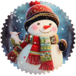 Подставка под кружку керамическая 10,5*10,5см «Снеговик с птичкой»