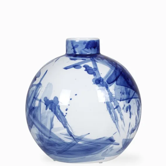 Ваза Globe S высота 26 см, белый, синий