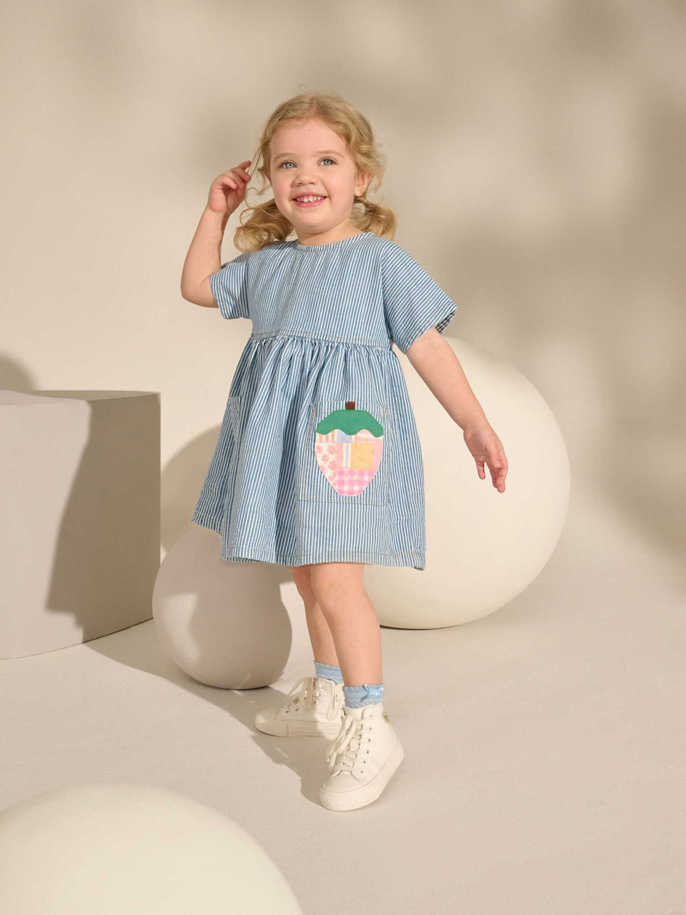 Платье для девочки Next E79-574, Синий, Белый