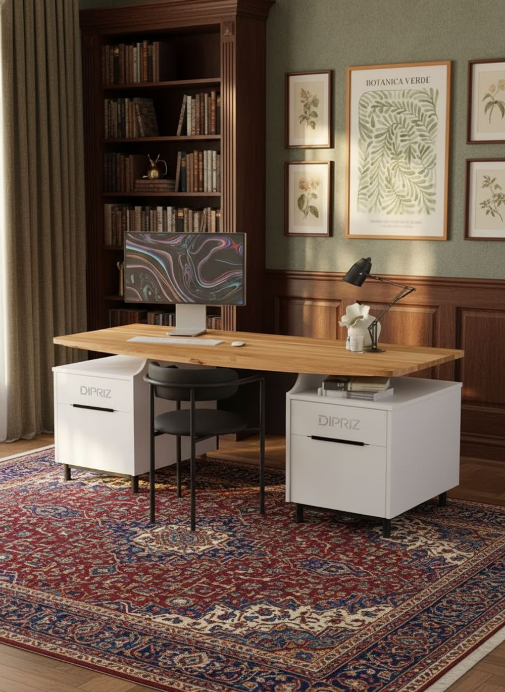 Стол компьютерный185х75х75, Ochensol, письменный, парящая столешница из массива сосны, белый, Dipriz