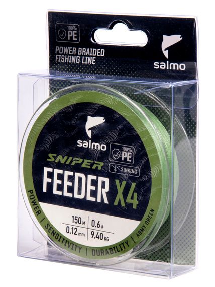Шнур плетёный Salmo Sniper х4 FEEDER BRAID Army Green 150/012