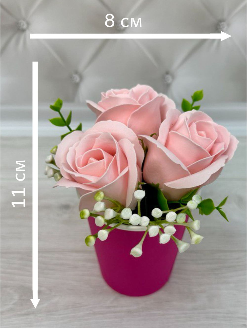 Букет из мыла "БОГИНЯ ОСТРОВА" 3 мыльные розы. Подарок на день рождения, день влюбленных, 8 марта