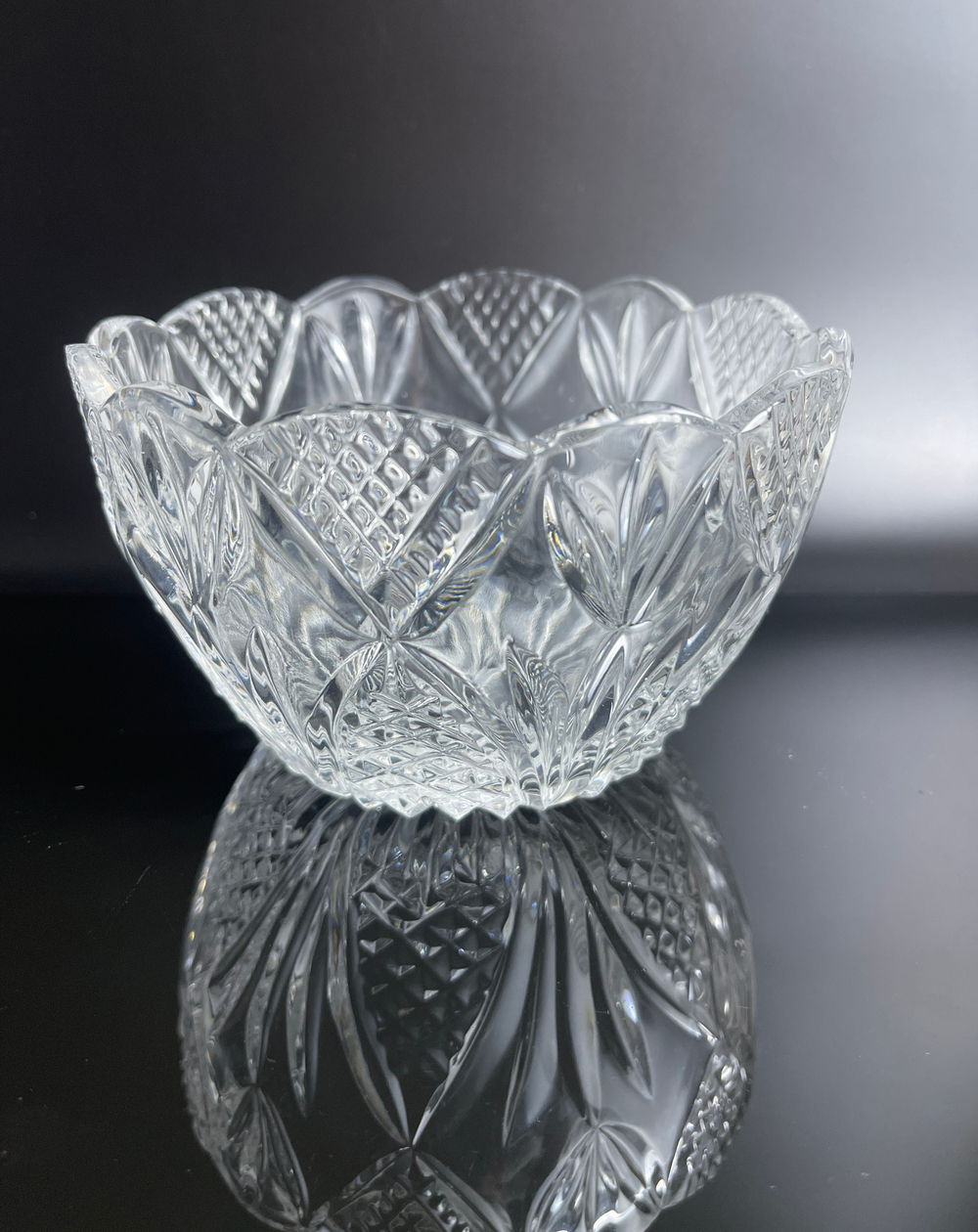Хрустальный салатник винтаж , алмазная грань, СССР 1960-1990 гг