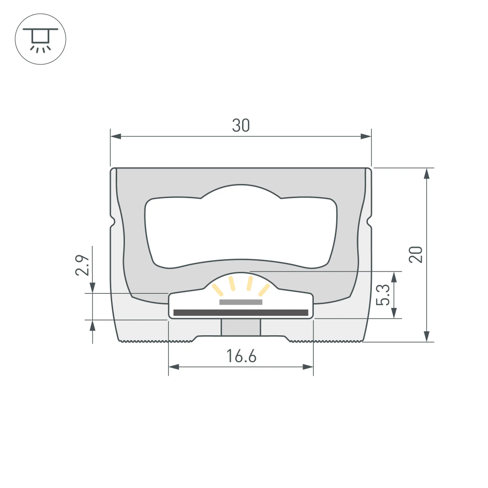 Силиконовый профиль WPH-FLEX-3020-TOP-S16-5m WHITE (Arlight, Силикон) 062408