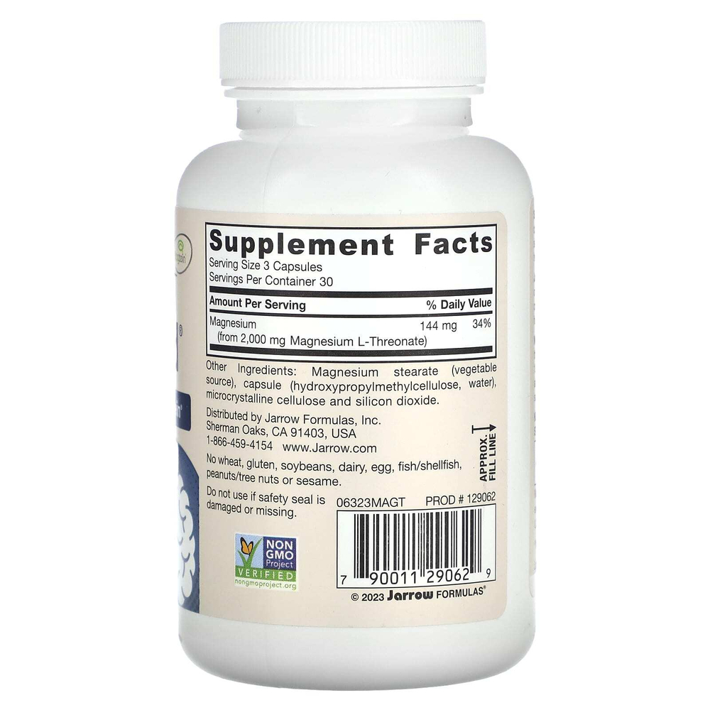 Jarrow Formulas, MagMind® для веганов, добавка для здоровья мозга, 90 растительных капсул (48 мг в 1 капсуле)