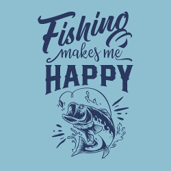 принт PewPewCat Fishing makes me happy для женской голубой футболки