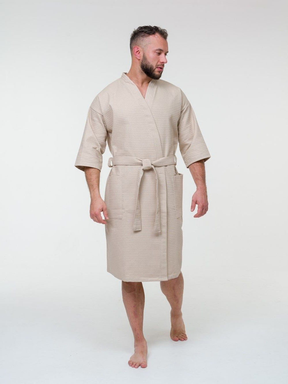 Халат вафельный 48-50 бежевый