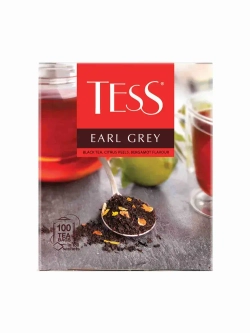 Черный чай Tess с цедрой цитрусовых и ароматом бергамота Earl Grey в пакетиках, 100 шт