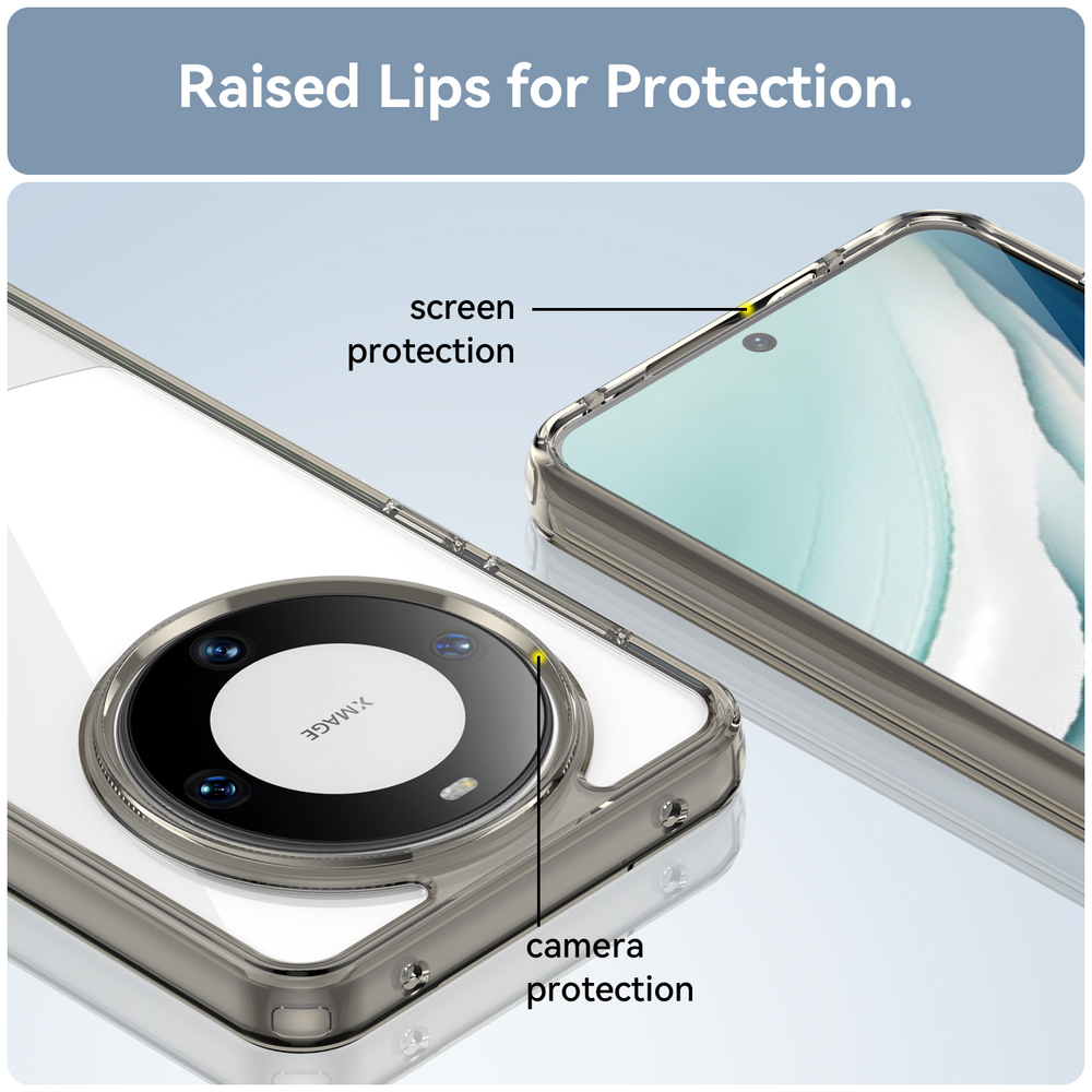 Защитный чехол с боковыми рамками серого цвета для Huawei Mate 60, мягкий отклик кнопок