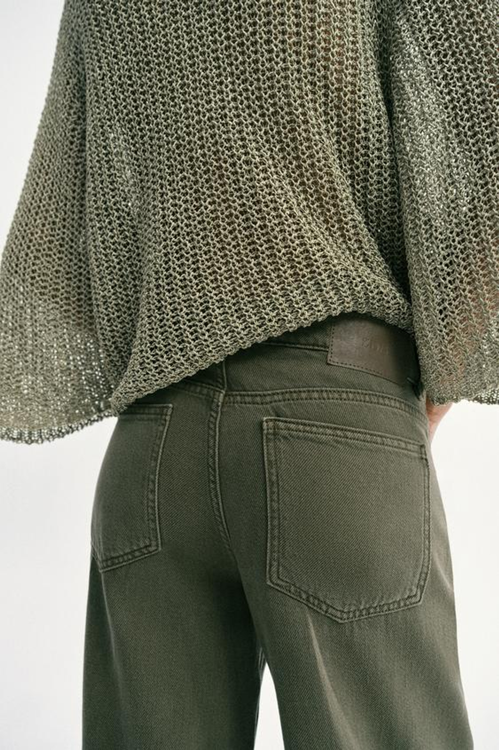 ZARA ДЖИНСЫ Z1975 WIDE LEG С ВЫСОКОЙ ПОСАДКОЙ, ХАКИ