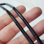 Агат черный, черный оникс, трубочка, цилиндр, р-р 13×4мм, штучно