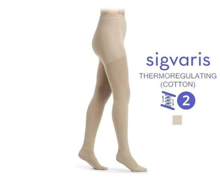 Компрессионные колготки Sigvaris Essential Thermoregulating (Хлопок), класс компрессии 2, серия CO2, открытый мысок