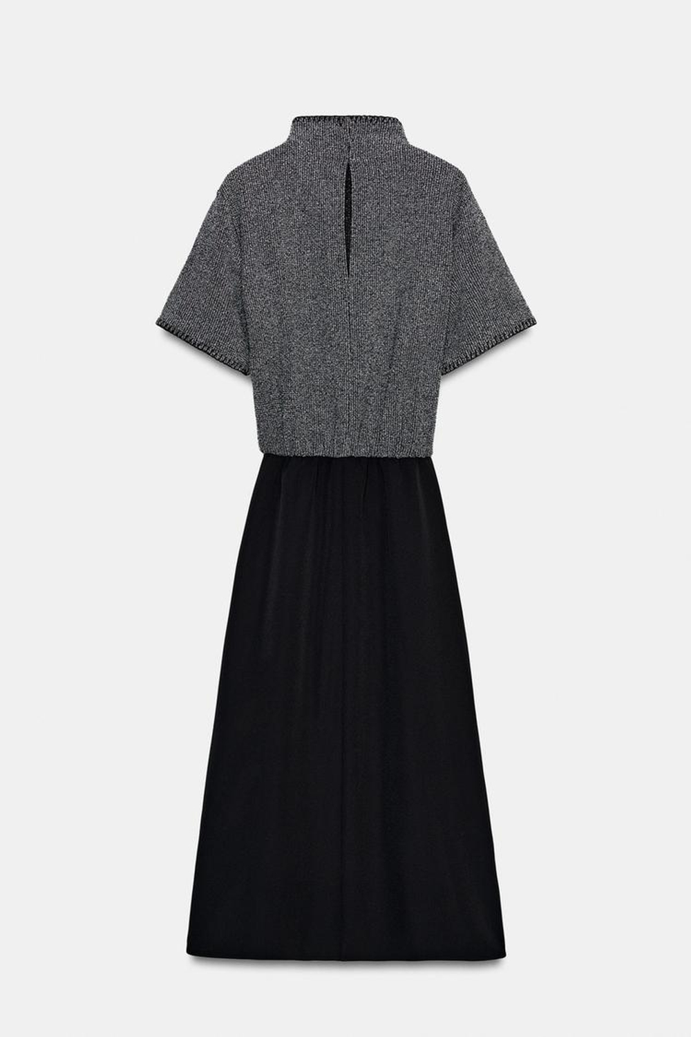 ZARA КОМБИНИРОВАННОЕ ПЛАТЬЕ МИДИ, МЯГКИЙ СЕРЫЙ