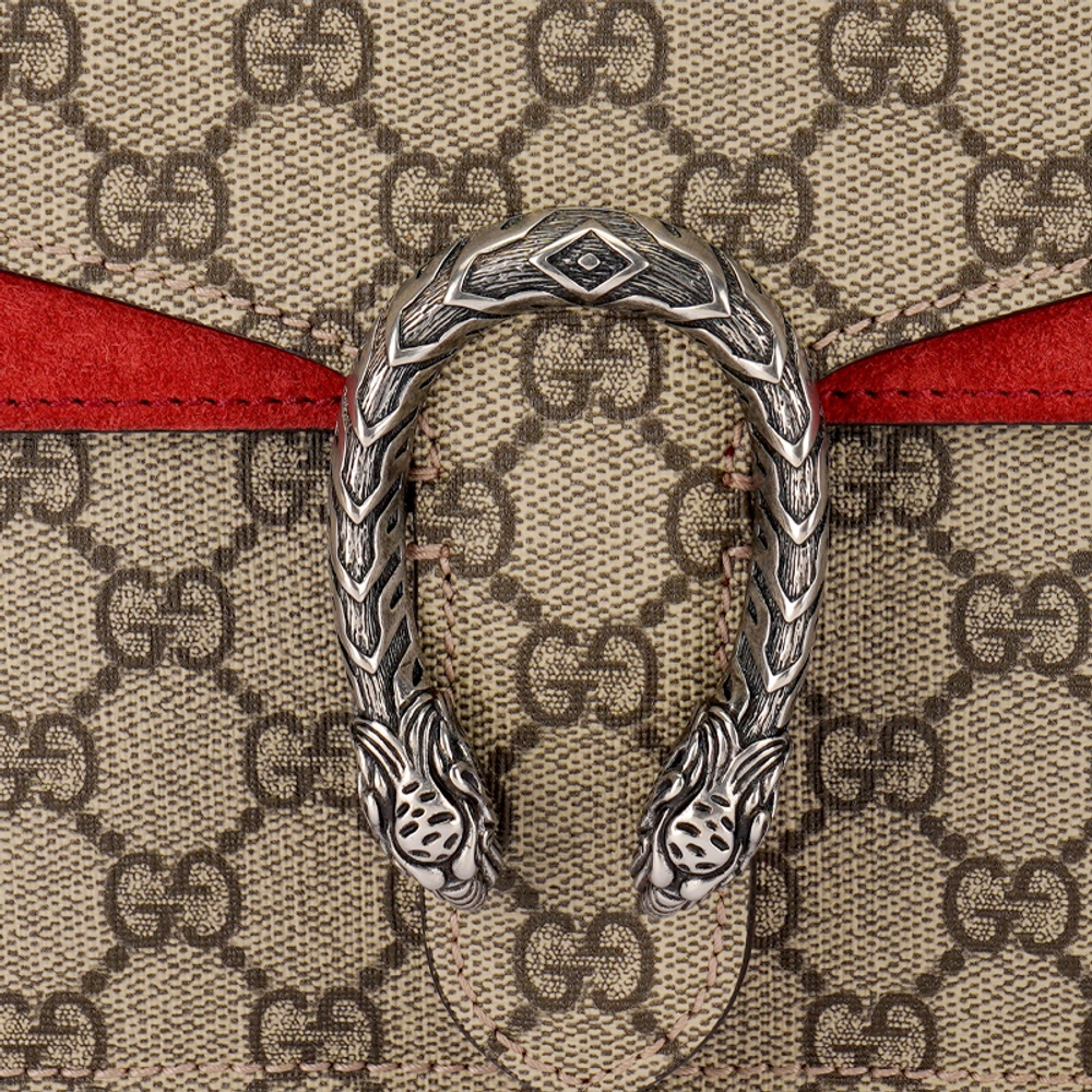 GUCCI Dionysus Canvas With Suede Chain Bag, Crossbody Bag, Shoulder Bag Women"s Ebony & Red