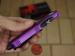 Нож Microtech UTX-85 S/E - фиолетовая рукоять, стандартный клинок, черный + запчасти RK-399