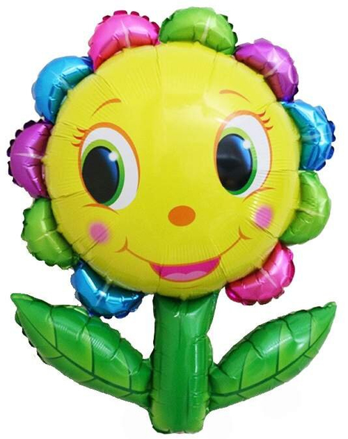 Шар фольгированный "Цветок Улыбка" с гелием