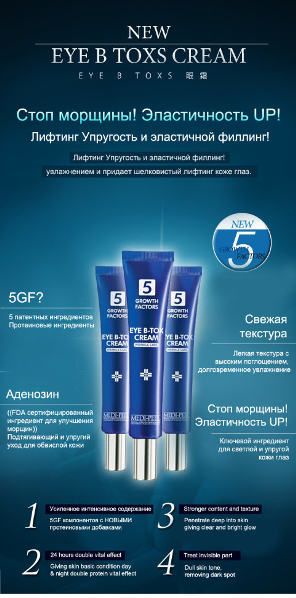 Medi-Peel 5GF Eye Tox Cream крем для глаз с эффектом ботокса