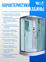 Душевая кабина WeltWasser без силикона (120х90) прозрачное стекло, поддон низкий, крыша, правосторонняя