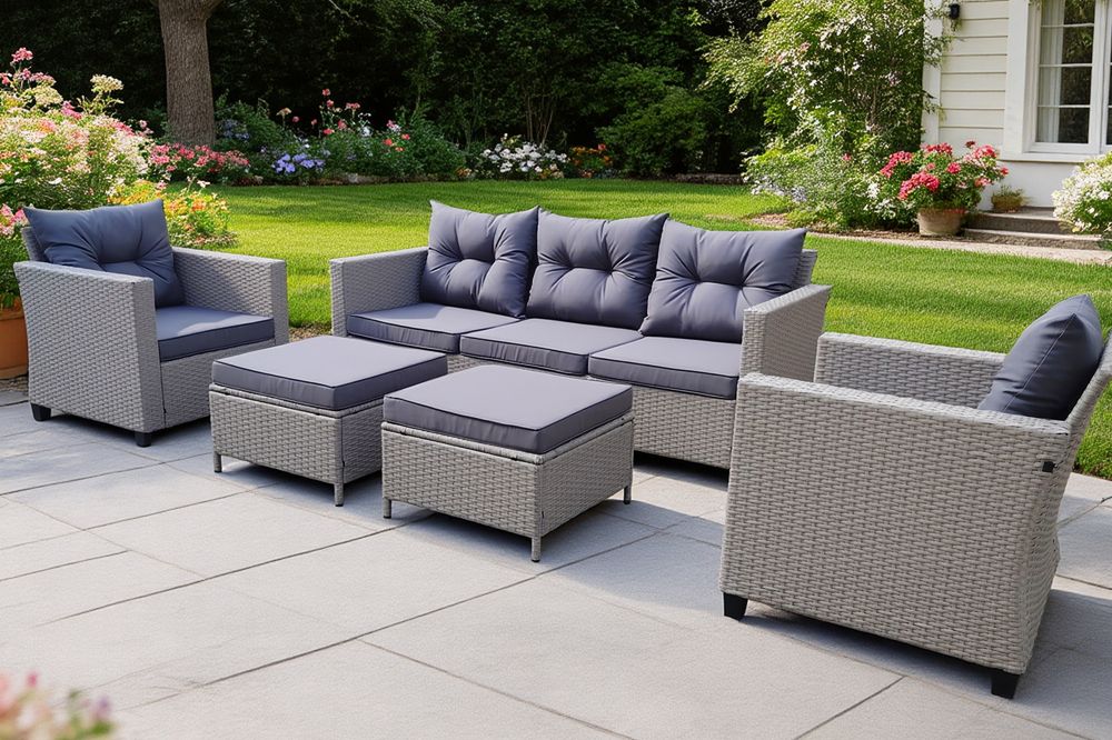 "Бостон" лаунж-зона из искусственного ротанга, цвет серый