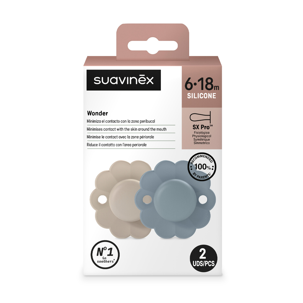 Набор силиконовых пустышек SUAVINEX WONDER SX Pro 6–18 мес 2 шт.