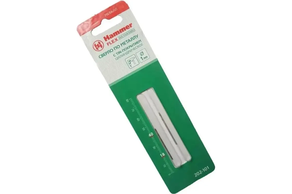 Сверло HAMMER Flex 202-101 DR MT 1,0мм*40/18мм  металл, HSS, TIN, 2шт.