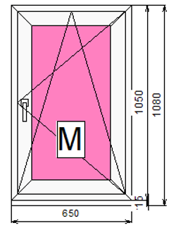 Пластиковое окно с поворотно-откидной створкой 1050 х 650 ТермА Эко + Москитная сетка